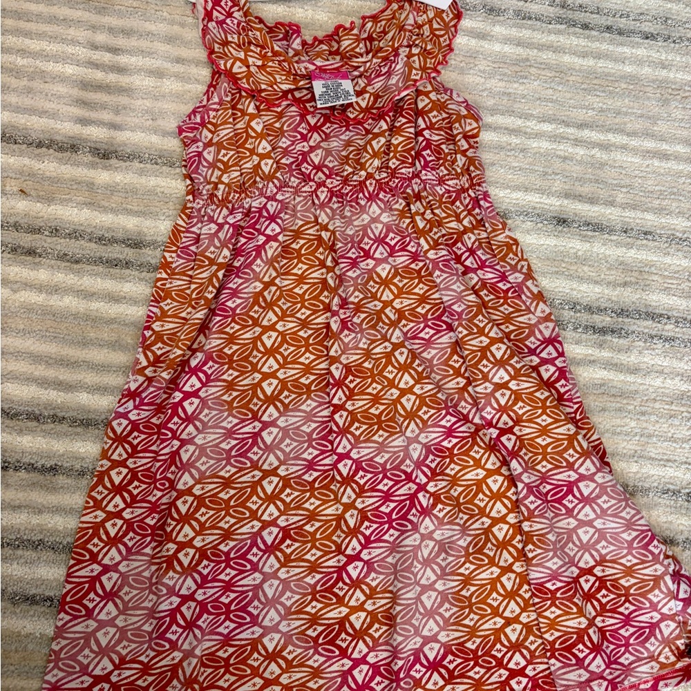 Pink and Orange Patterned Kids Dress